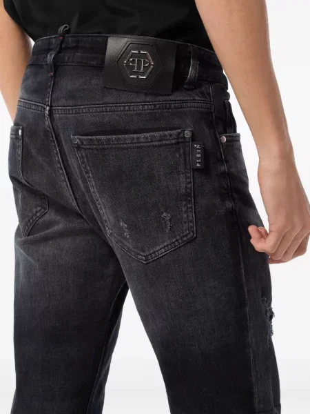 Blugi Philipp Plein zdrențuiți negru