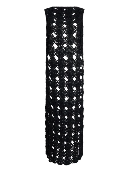 Rochie maxi Khaite cu model floral ajurata negru