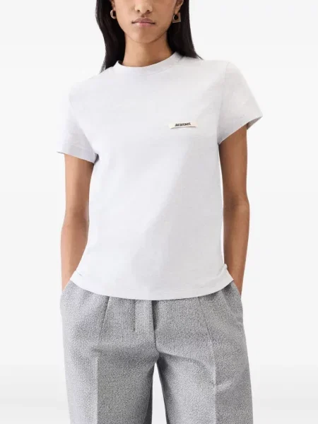 Tricou Jacquemus cu broderie gri