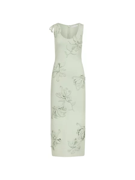 Rochie tip creion Oscar De La Renta cu broderie tricotate verde