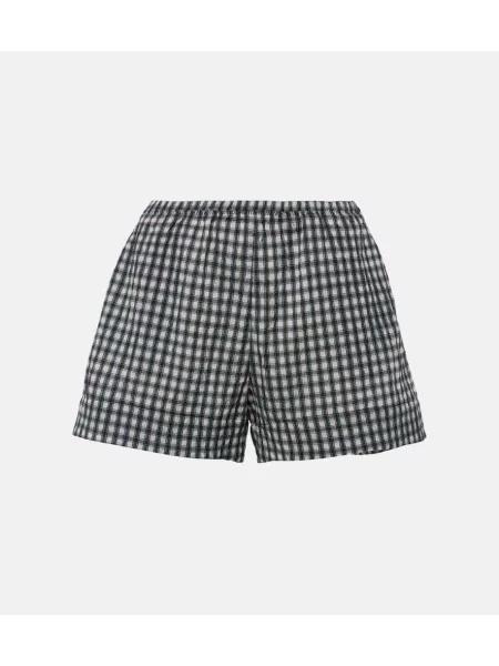 Pantaloni scurți Ganni în carouri negru