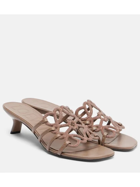 Papuci tip mules Loewe din piele de căprioară maro