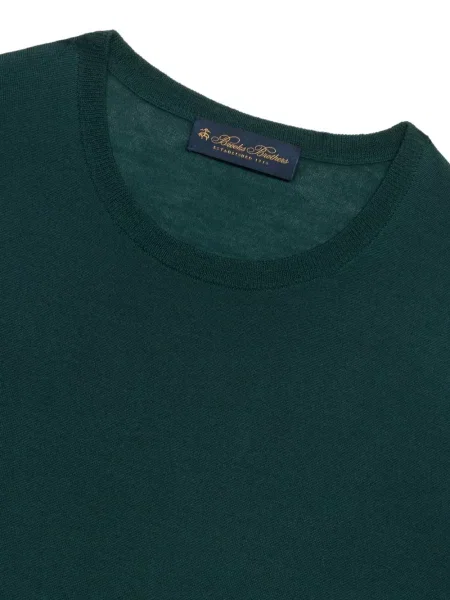 Вълнена тениска Brooks Brothers с кръгло деколте зелено