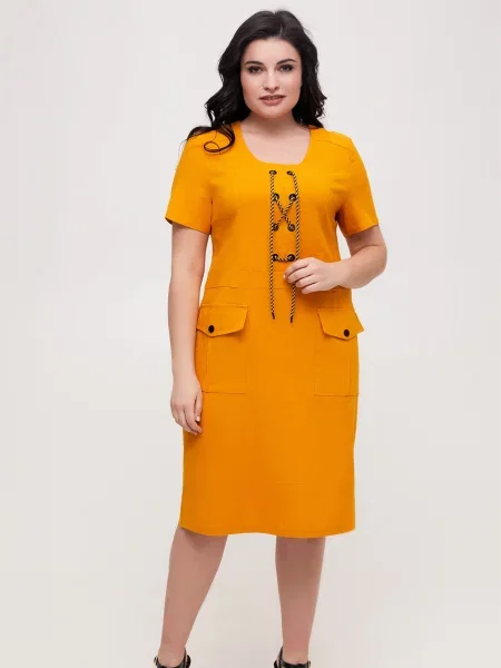 Лляна Сукня міді All Posa гірчичний