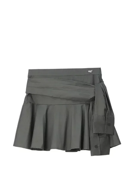 Fusta mini Mini Cream cu legături gri