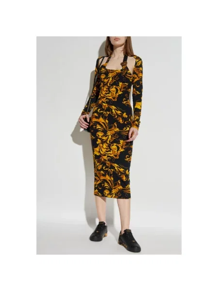 Sukienka jeansowa Versace z nadrukiem czarna