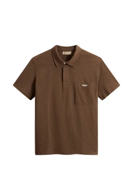 Tricou polo Woolrich cu autograf maro