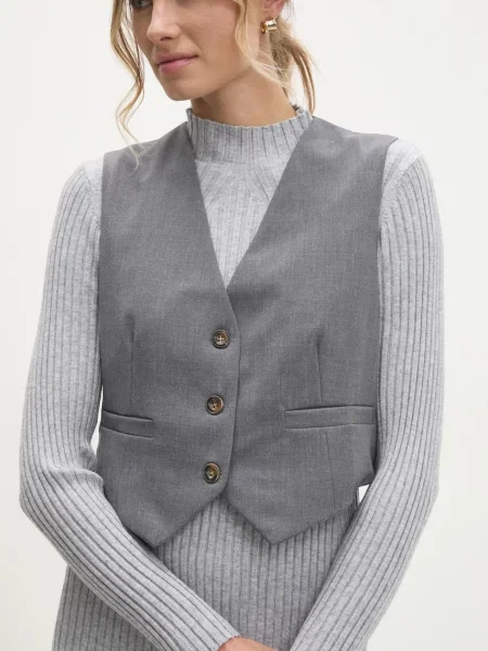 Елек Answear Lab с едно копче сиво