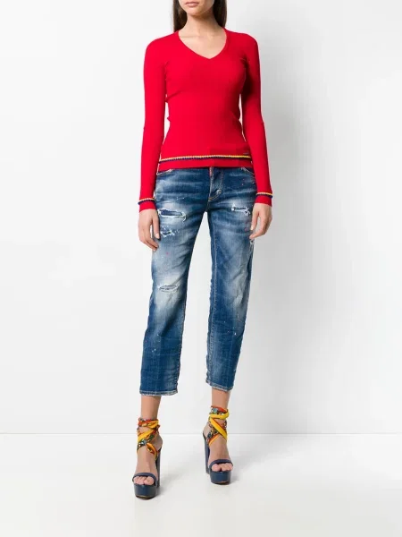 Decupat blugi boyfriend Dsquared2 albastru