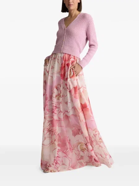 Cardigan St. John cu perle tricotate roz