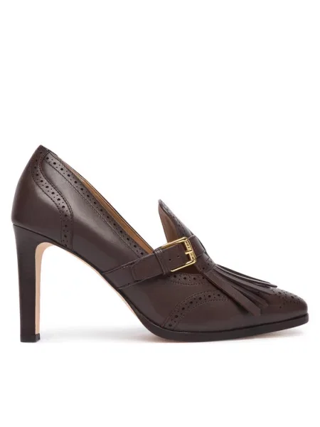 LAUREN RALPH LAUREN Κλειστά παπούτσια Colleen Perforated Calfskin Kiltie Pump Σκούρο καφέ
