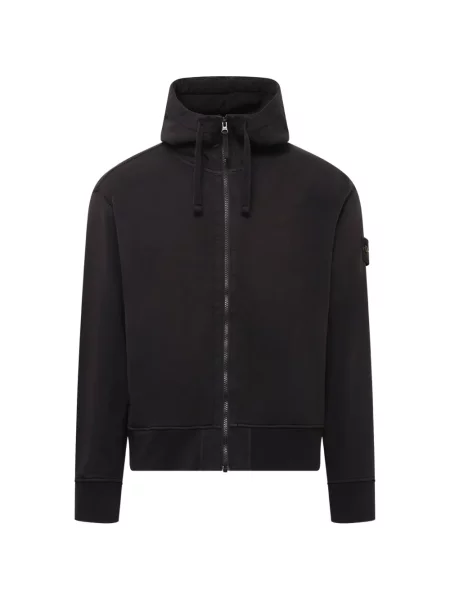 Hanorac cu glugă Stone Island din fleece cu strasuri negru