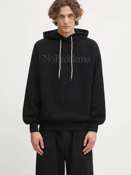 No Problemo hanorac de Reverse Fleece Hoodie cu glugă cu imprimeu negru
