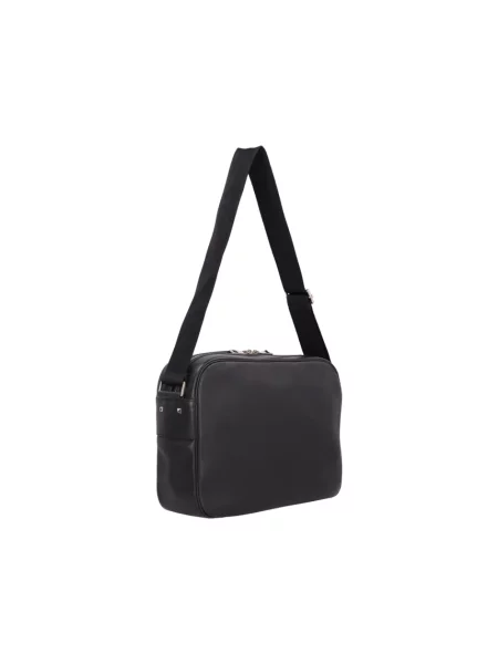 Lniana torba crossbody Valentino Garavani z logo czarna