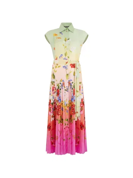 Rochie Roberto Cavalli cu model floral plisată de costum roz
