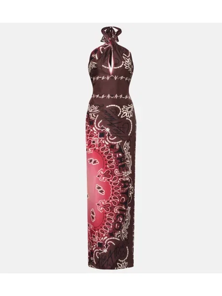 Rochie maxi The Attico de mătase cu imagine