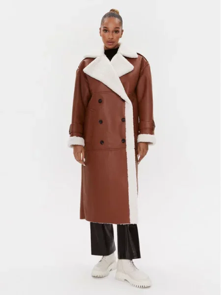 Usnjeni plašč Hugo rjava