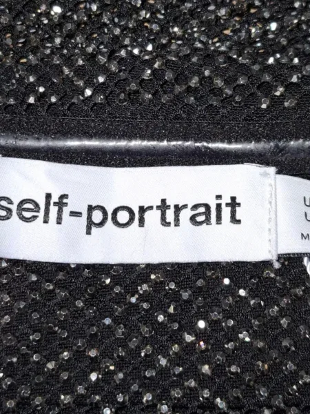 Top Self-portrait plasă de plasă negru
