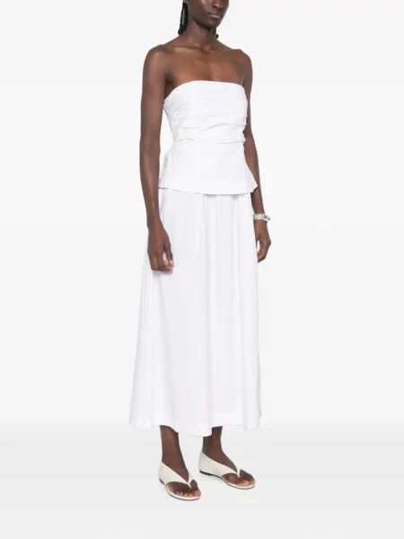 Rochie midi Xirena cu volane fără bretele alb