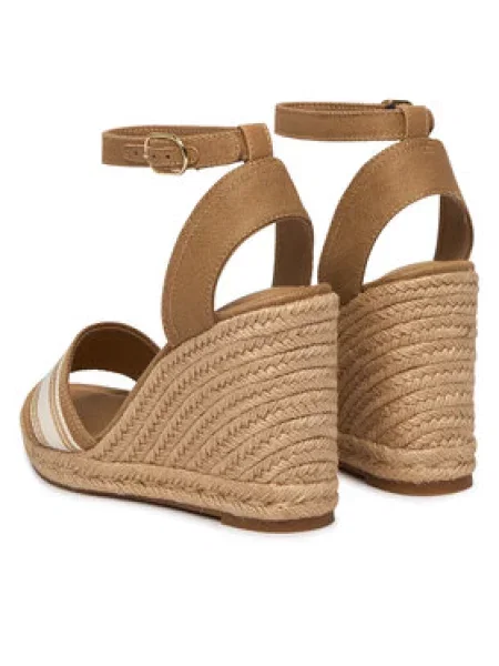 Espadrilės Tommy Hilfiger High Wedge Espad Webbing smėlio