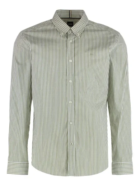 Pruhovaná keprová košile Boss zelená