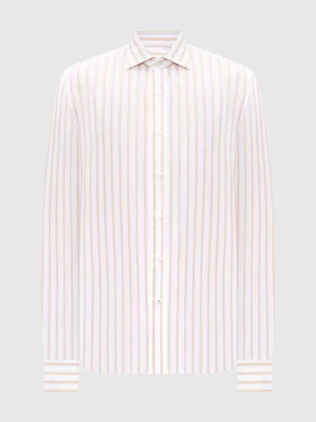 Сорочка з льоном в смужку Isaia біла