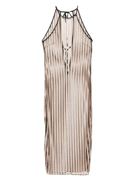 Rochie Kiki De Montparnasse cu gât halter de costum maro