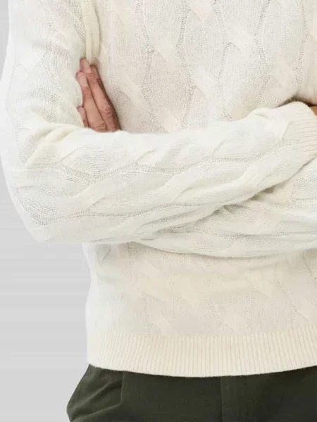 Sweter z mieszanki wełny i kaszmiru z golfem Brax biały