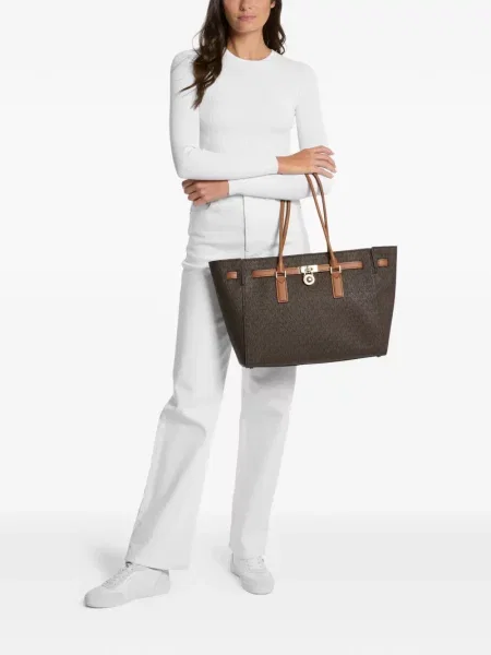 Geantă shopper Michael Michael Kors cu autograf maro