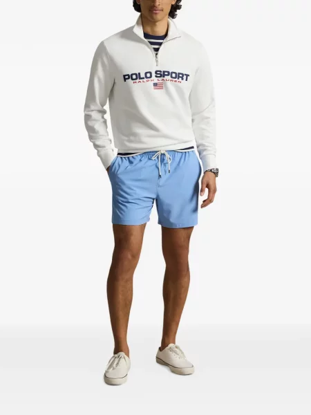 Копринена карирана шапка с козирки Polo Ralph Lauren с автограф синьо