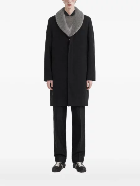Gulerat haină din piele de oaie Maison Margiela din piele de oaie negru