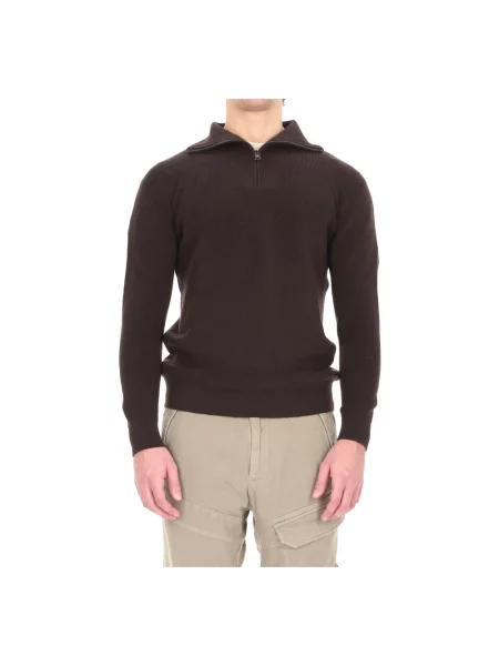 Sweter Tagliatore wełniany brązowy