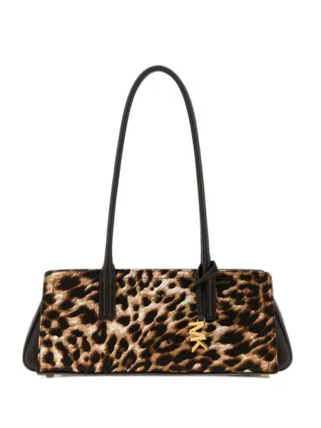 Geantă Michael Michael Kors cu model leopard cu autograf maro
