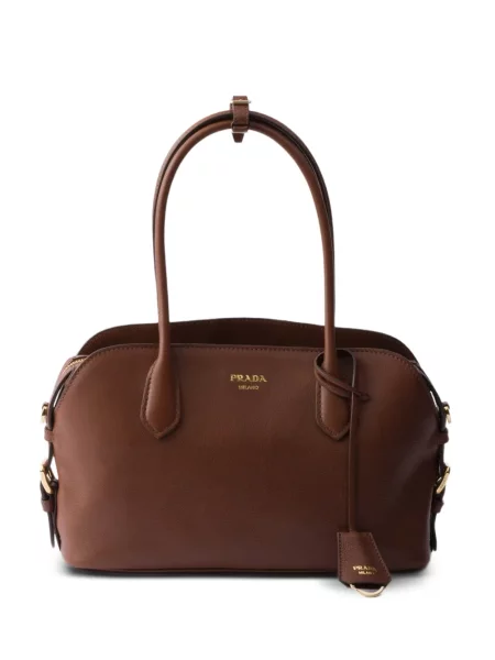 Bőr shopper táska Prada barna