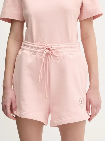 Adidas by Stella McCartney pantaloni scurti din femei cu imprimeu high waist roz