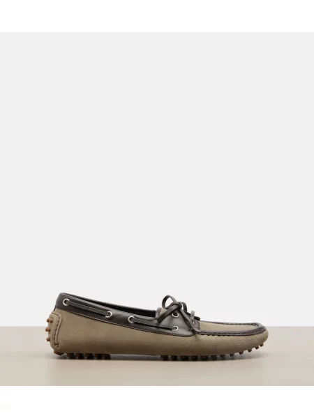 Pantofi loafer Brunello Cucinelli din piele de căprioară bej