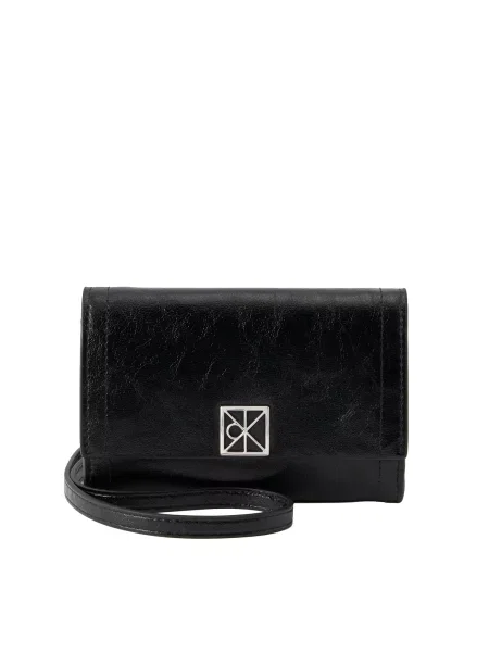 Portofel Calvin Klein cu bretele din piele negru