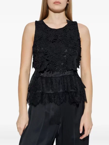 Bluză Munthe cu model floral din dantelă negru