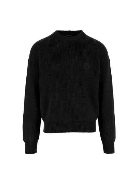 Sweter Giorgio Armani wełniany z logo czarny