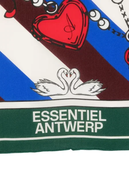 Fular Essentiel Antwerp de mătase cu imagine verde