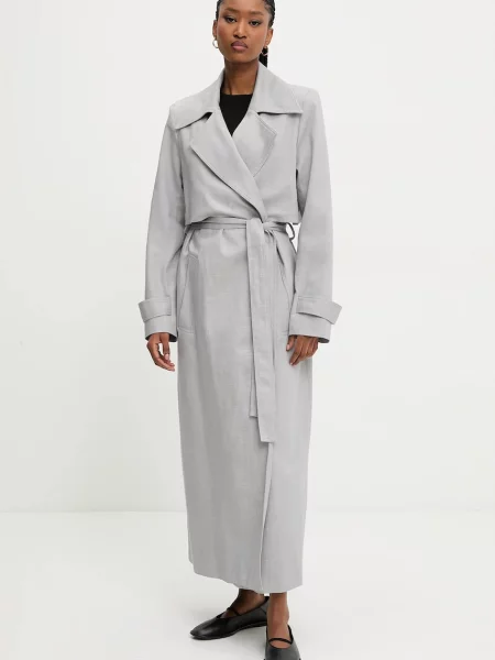 Дънков шлифер Answear Lab преходен модел без закопчаване сиво