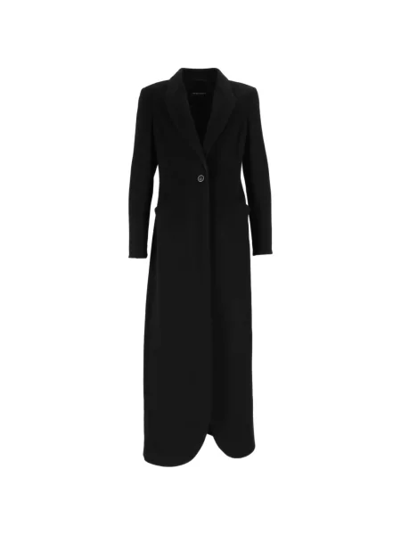 Lung palton Emporio Armani de lână melange negru