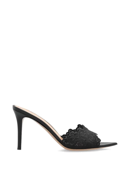 Papuci tip mules Gianvito Rossi din dantelă negru