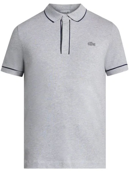 Tricou polo Lacoste cu autograf gri