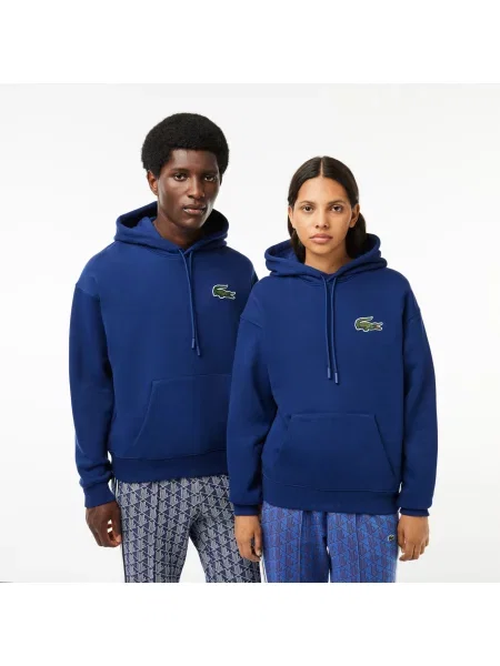 Lacoste Bluza Z Kapturem Unisex Loose Fit Organic Cotton granatowa