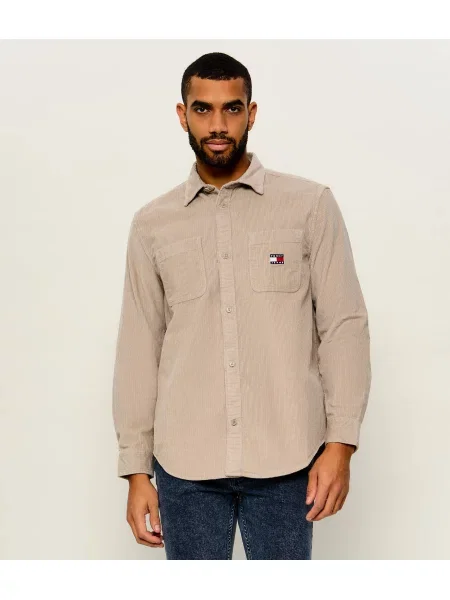 Tommy Jeans Cămașă | Relaxed fit | catifea reiată bej