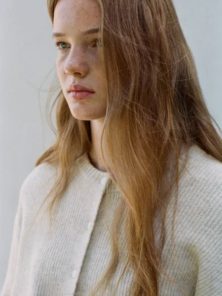 Prążkowany kardigan z piaskowy Teen XXS MANGO TEEN