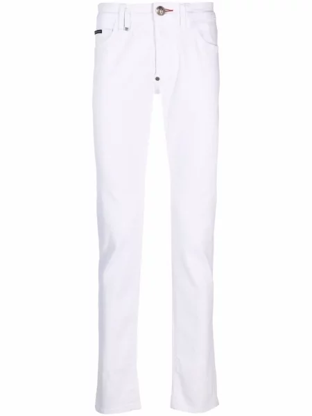 Blugi drepți Philipp Plein alb