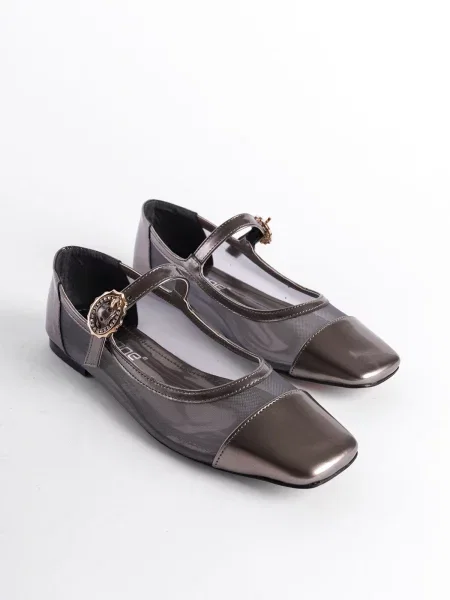 Balerini Capone Outfitters din piele fără toc de lac maro