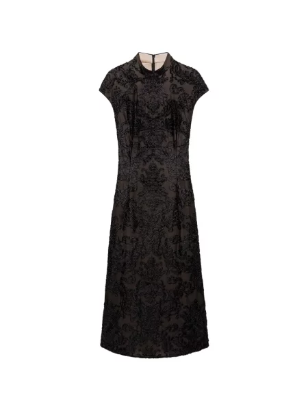 Rochie midi Shanghai Tang cu broderie negru